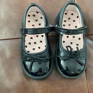 Carters black quilted patent leather shoes with Velcro strap